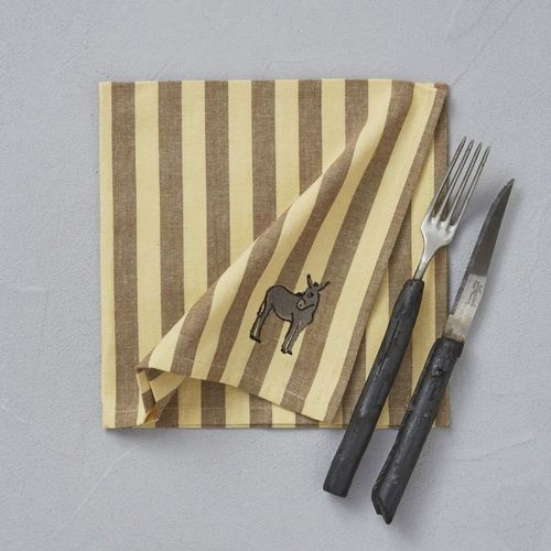 Serviette De Table 100% Coton 47x47 Cm Cévennes Jaune Caramel