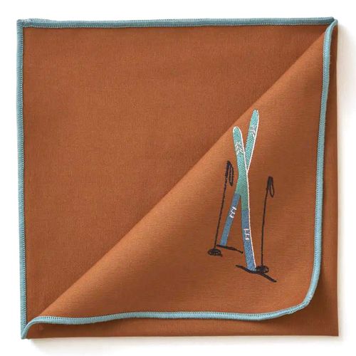 Serviette De Table Brodée En Coton 47x47 Cm Passe Montagne Caramel