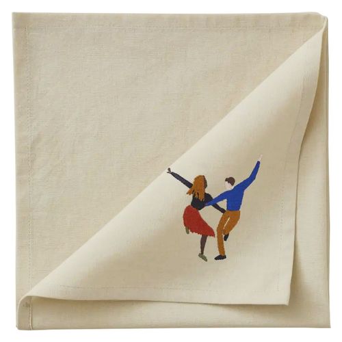 Serviette De Table 47x47 Cm Coton Central Park Beige Brodé