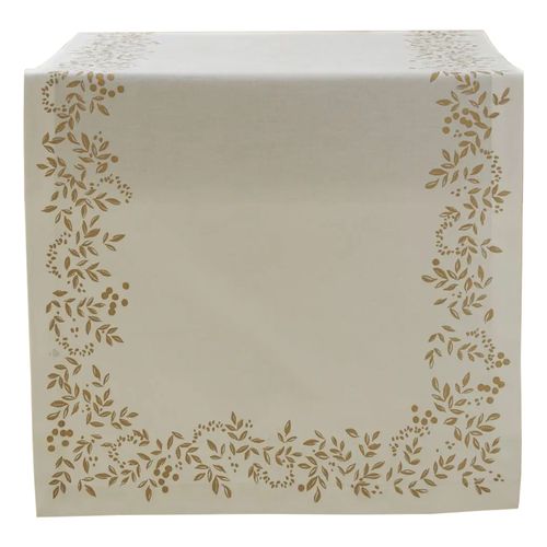 Chemin De Table En 100% Coton 50x150 Cm Lueur D'hiver Blanc Mascarpone
