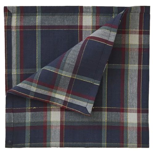 Serviette De Table En 100% Coton 47x47 Cm Lueur D'hiver Bleu Carreaux