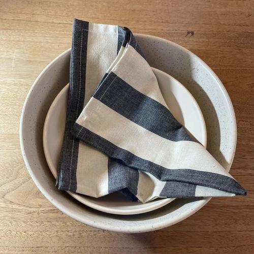 Serviette De Table 100% Coton 47x47 Cm Mistral Naturel Anthracite