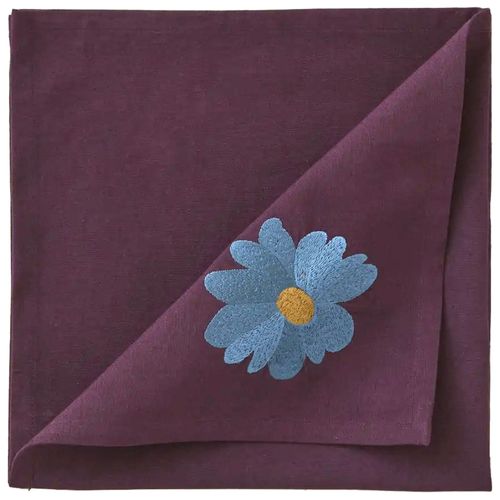 Serviette De Table En Popeline De Coton 47x47 Cm Coup De Foudre Prune