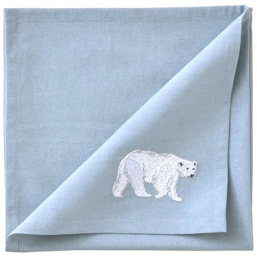 Serviette De Table En Coton Brodé 47x47 Cm Spitzberg Turquoise