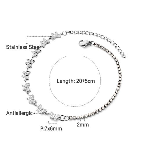Luxusteel-Bracelet De Oral Ille En Acier Inoxydable Pour Femme, Breloque Papillon Coquillage Blanc, Bijoux Pieds Nus, Double Pied, Jorinse