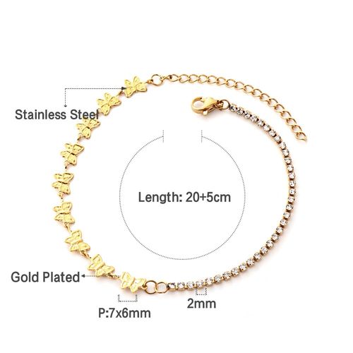 Luxusteel-Bracelet De Oral Ille En Acier Inoxydable Pour Femme, Breloque Papillon Coquillage Blanc, Bijoux Pieds Nus, Double Pied, Jorinse