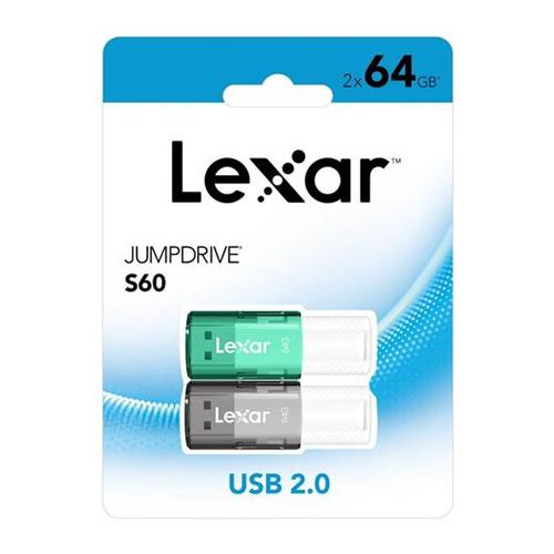 Lexar Pack 2 Cles Usb2 Jumpdrive 64Go S60