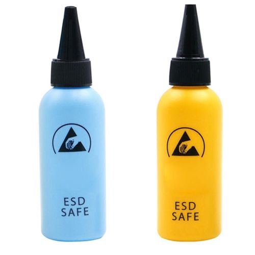 2pcs 60ml Esd Distributeur Bouteille De Solvant En Plastique Bouteille D¿Aiguille Étanche De Haute Qualité Pour L¿Élimination De La Colle, Bleu + Jaune