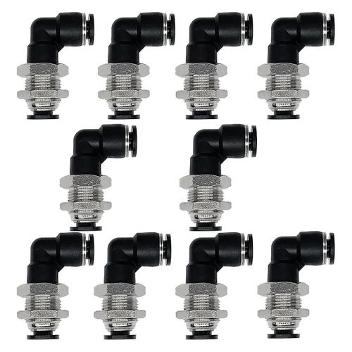10Pcs Cloison Coude 1/4 po x 1/4 po Tube OD Push pour connecter le raccord de tube, coude pneumatique Quick Conn