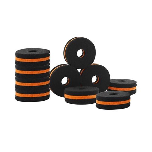 10 Pcs Étagère Tambour Pièce Noir-Orange Double-Couleur Cheveux Pad, Cymbale Stand Feutres Rondelles Pour Batterie Ensemble Pièces Pack, Pièces De Tambour