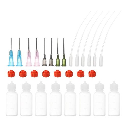 Bouteilles D¿Applicateur De Précision De 1 Oz, 8 Pièces 30 Ml De Pointe D¿Aiguille Bouteille Compressible Petites Bouteilles Compressibles Mini Bouchons De Bouteille D¿Aiguille