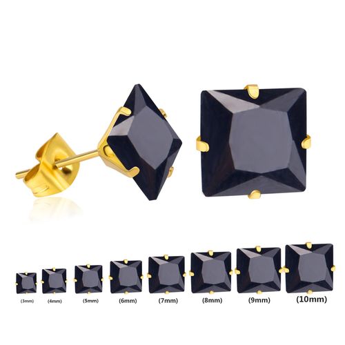 Luxusteel-Boucles D'oreilles Rondes En Cristal Noir Pour Hommes Et Femmes, Acier Inoxydable, Zircon Cubique Contre-Indiqué, Piercing D'oreille, 3mm, 4mm, 5mm, 6mm, 7mm, 8mm, 9mm, 10mm, 10 Paires