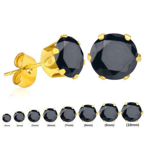 Luxusteel-Boucles D'oreilles Rondes En Cristal Noir Pour Hommes Et Femmes, Acier Inoxydable, Zircon Cubique Contre-Indiqué, Piercing D'oreille, 3mm, 4mm, 5mm, 6mm, 7mm, 8mm, 9mm, 10mm, 10 Paires