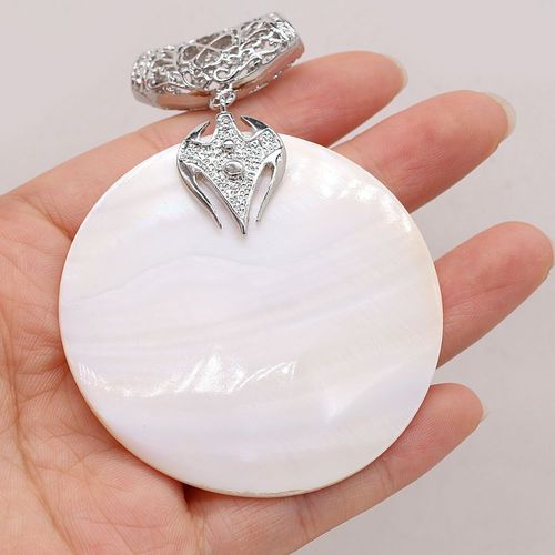 Pendentif Rond En Nacre Naturelle Pour Femmes, Fabrication Artisanale Exquise De Colliers Et De Bracelets, Accessoires De Bijoux