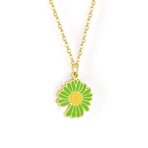 Pendentif En Forme De Fleur En Acier Inoxydable, Colliers De Luxe, Style Romantique, Chaînes À Fleurs Blanches, Orange, Jaunes Et Vertes