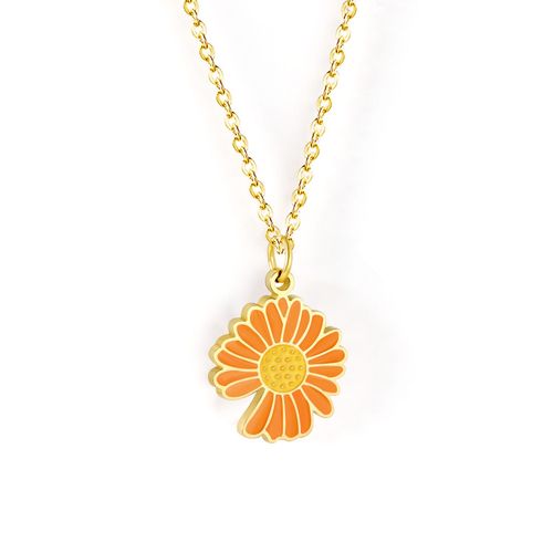 Pendentif En Forme De Fleur En Acier Inoxydable, Colliers De Luxe, Style Romantique, Chaînes À Fleurs Blanches, Orange, Jaunes Et Vertes