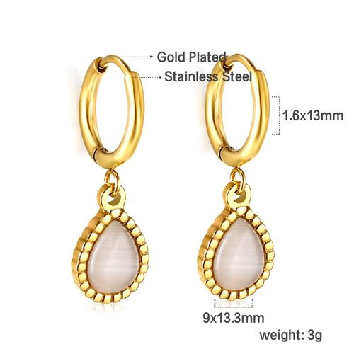 Luxusteel-Boucles D'oreilles Créoles En Acier Inoxydable Pour Femme, Pendentif En Forme De Cuir Oral Elu Carré, Vert Et Blanc, Cadeaux