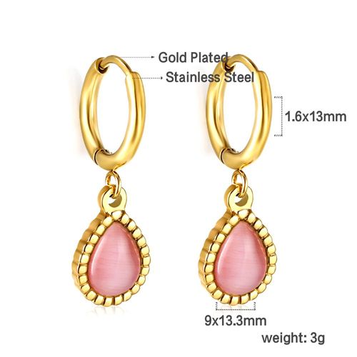 Luxusteel-Boucles D'oreilles Créoles En Acier Inoxydable Pour Femme, Pendentif En Forme De Cuir Oral Elu Carré, Vert Et Blanc, Cadeaux