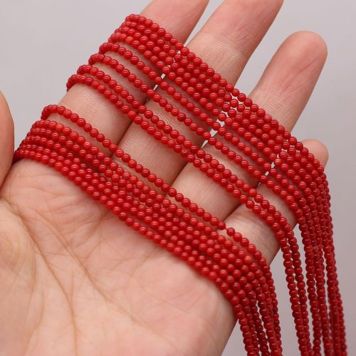Perles Rondes En Corail Rouge, Artisanat Exquis Et Élégant, Fabrication De Bijoux, Bracelet, 2mm, Offre Spéciale