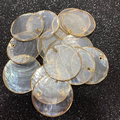 Pendentif Coquille De Miroir Transparent En Forme De Disque, Artisanat Fait À La Main, Collier, Boucles D'oreilles, Signet, Chignon De Cheveux, Accessoires Bijoux, 1 Pièce