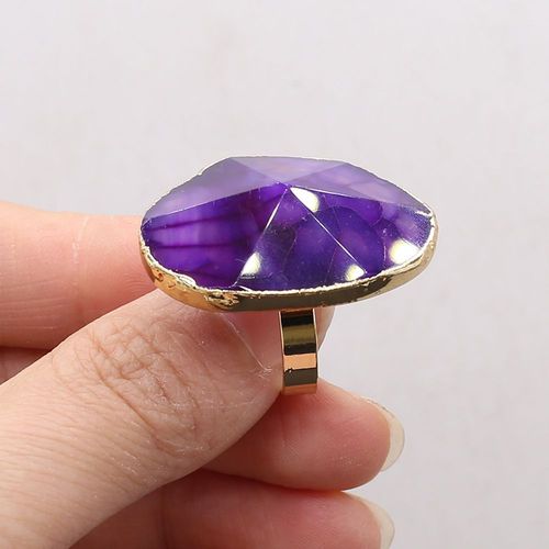 Bague En Agate Améthyste Naturelle De Haute Qualité, Bijou De Décoration, Accessoires De Fabrication De Collier De Couple Pour Hommes Et Femmes, 25x30mm