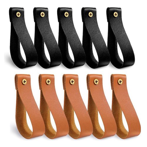 10 Pcs Porte-Tringle À Rideau En Cuir, Support De Tringle À Rideau En Cuir, Sangle De Boucle En Cuir Pu Pour Tringle À Rideau En Bois, Crochets Muraux De Sangle