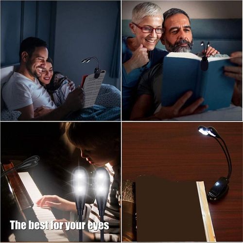 Lampe De Pupitre, Clip Sur Les Lumières De Livre Led, Lampe De Lecture Au Lit, 2 Niveaux De Luminosité, Parfait Pour Les Rats De Bibliothèque, Pianiste, Enfants