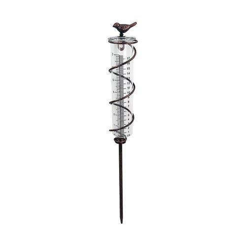 Jauge de pluie en spirale en verre de capacité,Pluviomètre suspendu pour oiseaux en fonte,Mesure du compteur d¿eau de pluie de jardin avec cadre en métal