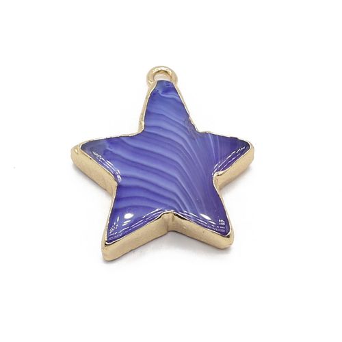 Pendentif En Agate À Rayures Étoiles, Pierre Naturelle À Cinq Branches, Breloque Pour Bijoux, Collier, Boucle D'oreille, Accessoires De Bricolage, 32x34mm