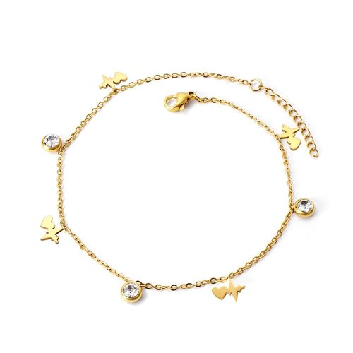 Luxusteel-Bracelets En Acier Inoxydable Pour Femme, Plaqué Or, Breloque En Argent, Cubique, Contre-Indiqué