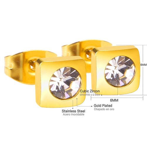 Luxusteel-Boucles D'oreilles À Tige En Acier Inoxydable Cz Pour Femmes Et Filles, Document Doré, Zircon Cubique Contre-Indiqué, Piercing 147 Us Géométrique, Cadeaux Minimalistes