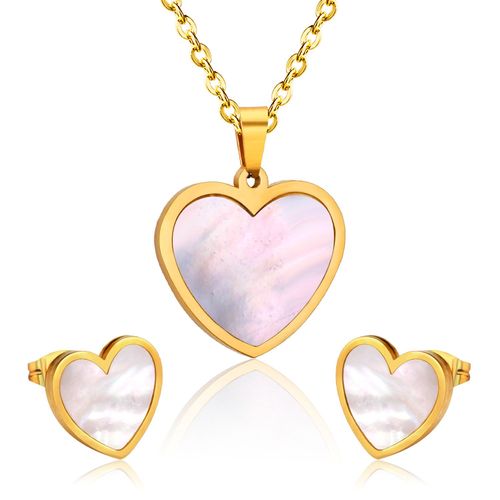 Collier De Mariée En Acier Inoxydable, Chaîne D'amour En Forme De C¿Ur, Coquille Blanche, Accessoires Féminins, Vente En Gros, 2020