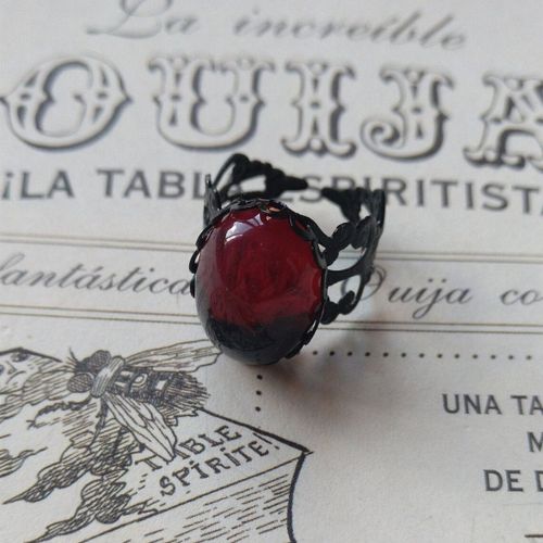 Bague Gothique Démon Rouge Sang Pour Homme Et Femme, Bijoux De Sorcière Vampire À La Mode, Accessoires Cadeaux, Bague Ouverture Personnalisée, Bagues Noires Maléfiques