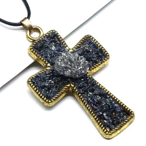 Pierre Naturelle En Cristal Améthyste Aigue-Marine, Quartz Clair, Pendentif En Agate, Croix, Fabrication De Bijoux, Cadeau