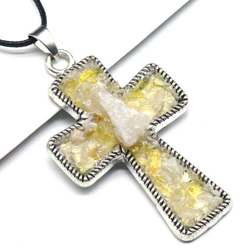 Pierre Naturelle En Cristal Améthyste Aigue-Marine, Quartz Clair, Pendentif En Agate, Croix, Fabrication De Bijoux, Cadeau