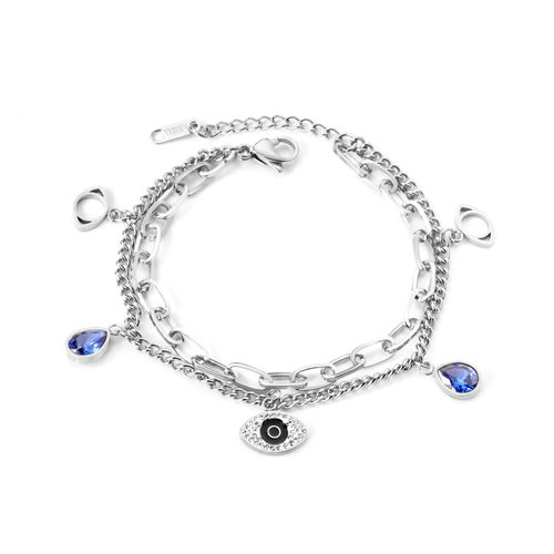 Luxusteel-Bracelet Mauvais ¿Il Bleu En Acier Inoxydable Pour Femme, Clip, Lien Cubain, Bijoux Bling, Cadeau À La Mode