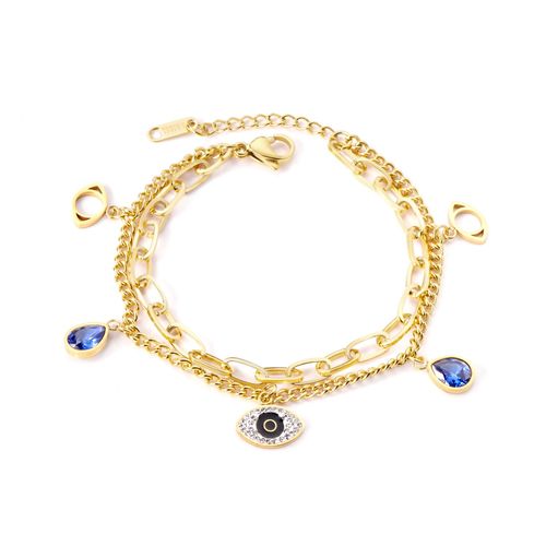 Luxusteel-Bracelet Mauvais ¿Il Bleu En Acier Inoxydable Pour Femme, Clip, Lien Cubain, Bijoux Bling, Cadeau À La Mode