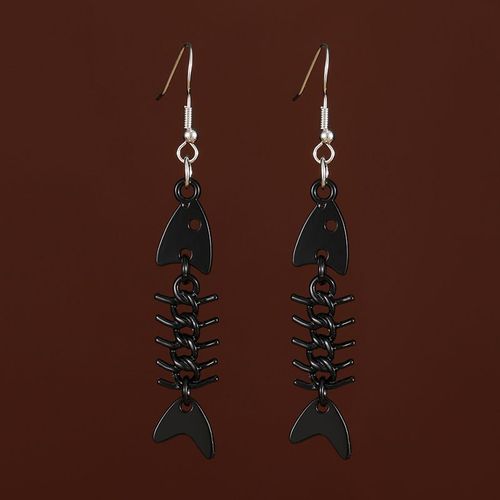 Boucles D'oreilles Gothiques Pour Femmes Et Filles, Boucles D'oreilles Creuses En Forme De Lune, En Forme D'os De Poisson Rouge, Pendentif Fait À La Main, 2022