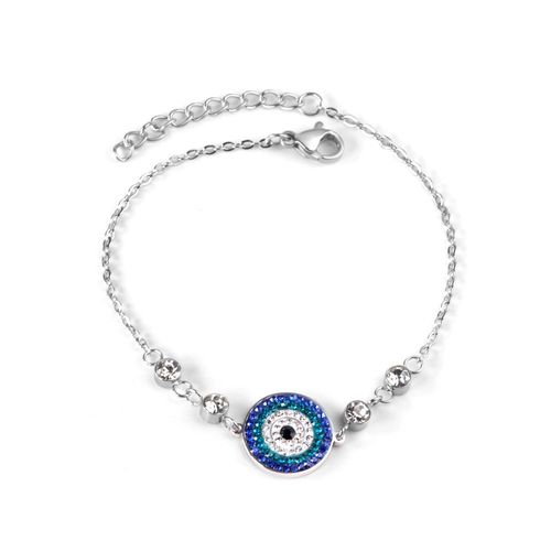 Luxusteel-Bracelet Mauvais ¿Il Bleu En Acier Inoxydable Pour Femme, Clip, Lien Cubain, Bijoux Bling, Cadeau À La Mode