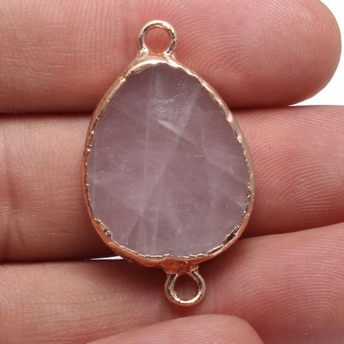 Pendentif En Pierre Naturelle, Quartz Rose, Cristal Agate, Connecteur De Goutte, Collier Rétro, Bracelet, Accessoire De Bijoux, Fabrication De Cadeaux
