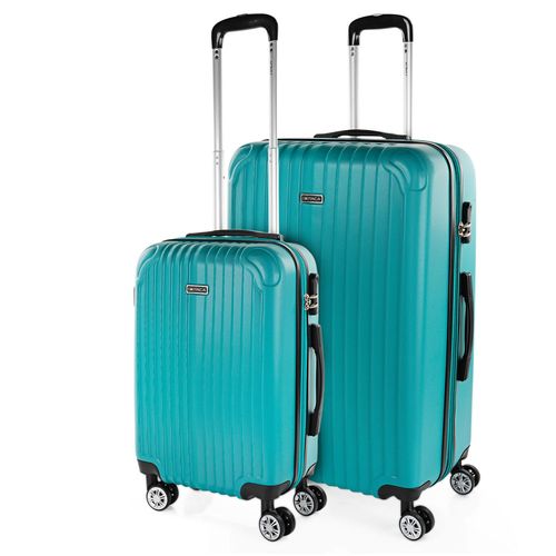 Ensemble De 2 Valises De Voyage Rigides Trolley ABS À 4 Roues. 2 Tailles: Small Cab 55, Large Extensible 76. Qualité Dure Et Légère Renforcée. Jolie Et Pas Cher T71517