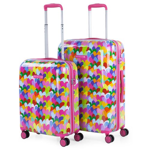 2 Valises De Voyage 4 Roues Pivotantes. Polycarbonate Imprimé. 2 Tailles: Petit Et Moyen. Rigide Confortable Et Léger. Cadenas TSA. Belle Conception. 131100