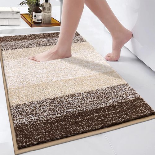 Tapis De Toilette En Forme De U Ultra Doux, Antid¿¿rapant, Absorbant, Lavable, Bleu - 50 X 60 Cm