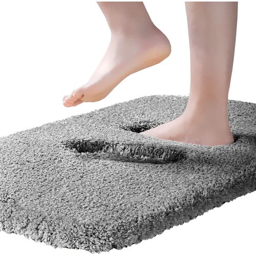 Tapis Contour Wc Extra Epais Tapis De Toilette Wc Antid¿¿rapant Tapis Wc Absorbant Tapis Salle De Bain Super Doux En Microfibre Lavable En Machine 50 X 60Cm, Bleu Marine