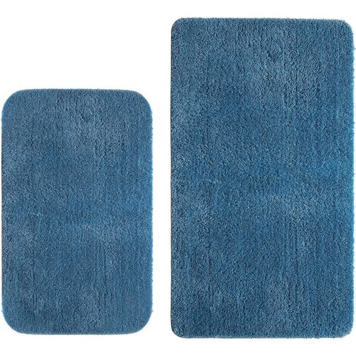 Tapis De Toilette Antid¿¿rapant Tapis Absorbant Tapis Moelleux Microfibre Forme De U Bleu 45X45Cm