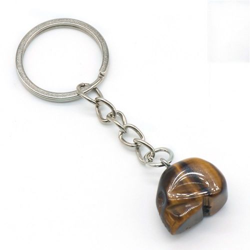 Pierres Précieuses Personnalisées En Forme D'oeil De Tigre, Quartz, Tête De Mort Britannique, Pendentif De Sac, Cadeau De Fête D'anniversaire, Nouvelle Collection, Offre Spéciale