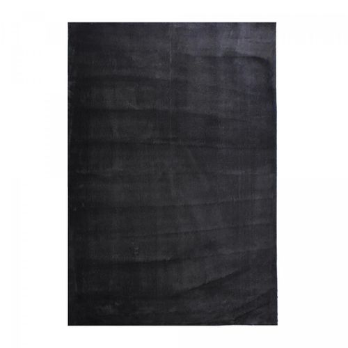 Tapis Chambre 140x200 Lyn10 Lavable Noir Uni, Tapis Shaggy À Longs Poils