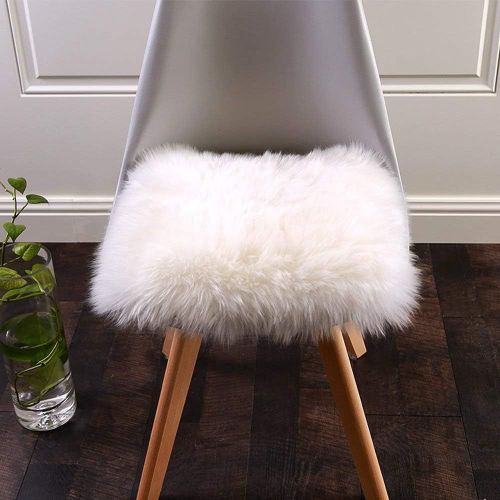 Peau De Mouton Synth¿¿Tique,Cozy Sensation Comme V¿¿Ritable Laine Tapis En Fourrure Synth¿¿Tique, Fluffy Soft Longhair D¿¿Coratif Coussin De Chaise Canap¿¿ Natte (Blanc£¿Ronde£©, 90 X 90cm)