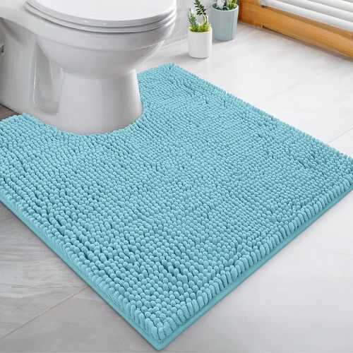 Tapis De Bain-Tapis De Salle De Bain Douche En Peluche Extra-Doux, Mat¿¿Riau En Microfibre Chenille 1 ``, Tapis De Bain Shaggy Super Absorbant |Bleu Spa|15 X 23