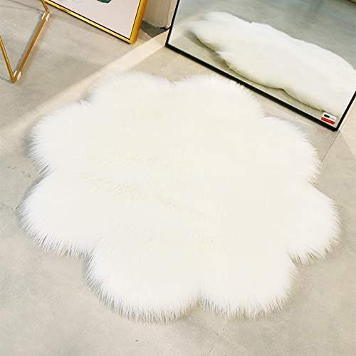 Peau De Mouton Synth¿¿Tique,Cozy Sensation Comme V¿¿Ritable Laine Tapis En Fourrure Synth¿¿Tique, Fluffy Soft Longhair D¿¿Coratif Coussin De Chaise Canap¿¿ Natte (Blanc, 60 X 60cm)